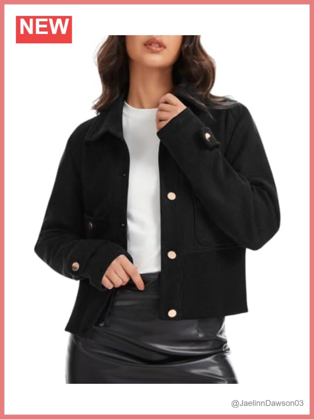 Faux Suede Cropped Jacket Button Down Chest Pockets Fall Coat
